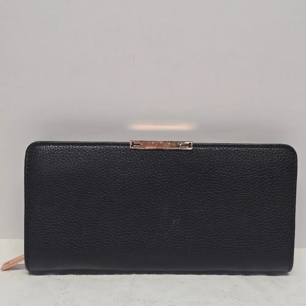 TED BAKER LONDON Jade Black Genuine Leather Zip Around Wallet